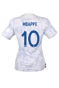 Frankrike Kylian Mbappe #10 Fotballdrakt Borte Klær Dame VM 2022 Korte ermer